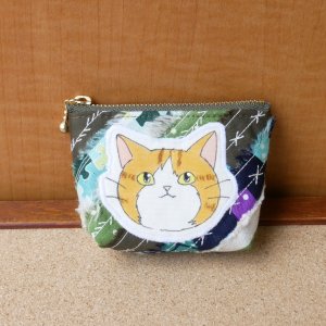 画像1: POTU：手乗りポーチ　茶白 (1)