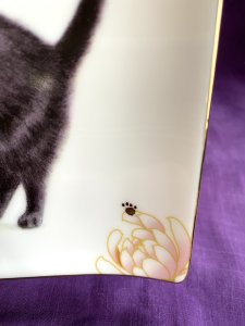 画像3: アート工房Renon：和菊と黒猫の長角皿 (3)