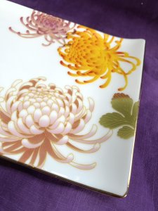 画像3: アート工房Renon：和菊ときじ猫の長角皿 (3)