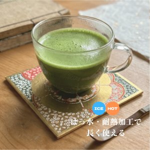 画像4: 京香抄：あかし-福千鳥｜姫色紙×友禅和紙コースター｜HOT・ICE対応（表面フィルム加工） (4)