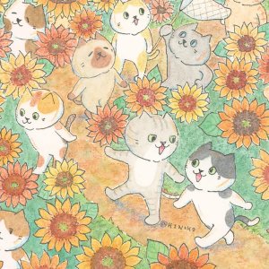 画像3: 向日葵きのこ：ポストカード　縦タイプ　ひまわり畑 (3)