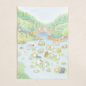 画像1: 向日葵きのこ：ポストカード　縦タイプ　ハスの池 (1)