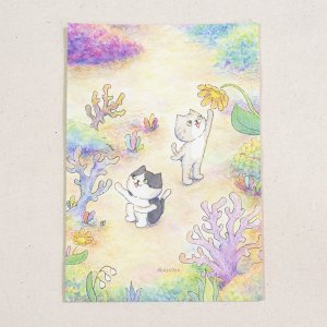 画像1: 向日葵きのこ：ポストカード　縦タイプ　さんごの森 (1)
