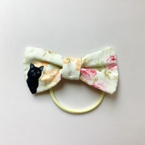 画像1: 9nyan：ヘアゴム リボン クロネコ（全額寄付） (1)