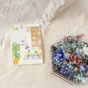 画像3: 向日葵きのこ：ポストカード　縦タイプ　くつろぎ部屋 (3)