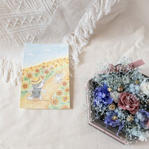 画像4: 向日葵きのこ：ポストカード　縦タイプ　ひまわり (4)