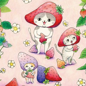 画像6: 向日葵きのこ：ポストカード　縦タイプ　いちご (6)