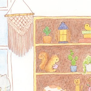 画像8: 向日葵きのこ：ポストカード　縦タイプ　くつろぎ部屋 (8)