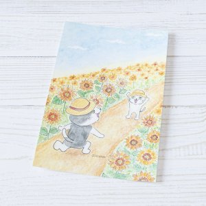 画像2: 向日葵きのこ：ポストカード　縦タイプ　ひまわり (2)