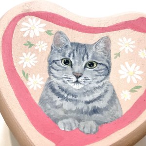 画像4: 9nyan：サバトラ 木製小物入れ 手描きイラスト（一部寄付） (4)