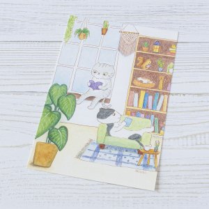画像4: 向日葵きのこ：ポストカード　縦タイプ　くつろぎ部屋 (4)