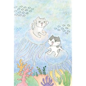 画像2: 向日葵きのこ：ポストカード　縦タイプ　クラゲと海 (2)