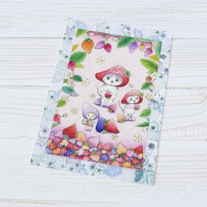画像4: 向日葵きのこ：ポストカード　縦タイプ　いちご (4)
