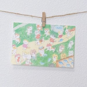 画像1: 向日葵きのこ：ポストカード　横タイプ　公園のねこたち (1)
