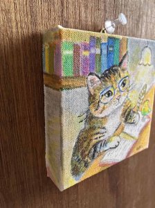 画像2: ドレミかんぱにー：キャンバスアート・原画「professor cat」（一部寄付） (2)