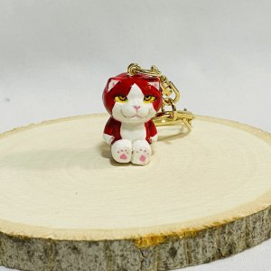画像1: Nick9：樹脂のミニチュアキーホルダー　おすわりあずきネコ (1)
