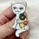 画像2: KARENTO.K.N：花背負い猫　手刺繍ブローチ (2)