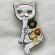 画像1: KARENTO.K.N：花背負い猫　手刺繍ブローチ (1)