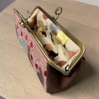 画像1: mayuzou：刺繍にゃんこのペン＆メガネケース「ピンクx茶」