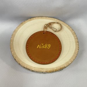 画像4: Nick9：本革の手描きアートキーホルダー　あきんこ　グレー (4)