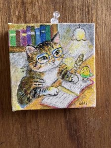 画像1: ドレミかんぱにー：キャンバスアート・原画「professor cat」（一部寄付） (1)