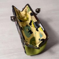 画像1: mayuzou:刺繍にゃんこのペン&メガネケース「黒xグリーン」