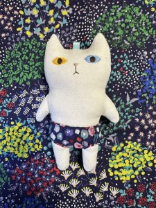 画像1: まめ屋：着せかえぱんつねこ　白 (1)