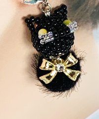 画像3: 手仕事LIFE：にゃん玉イヤリング（黒猫）
