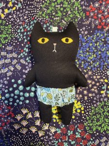 画像1: まめ屋：着せかえぱんつねこ　黒 (1)