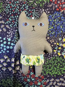 画像1: まめ屋：着せかえぱんつねこ　グレー (1)