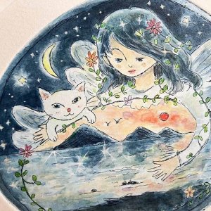 画像2: ドレミかんぱにー：彩色銅版画・原画「海のふた」（一部寄付） (2)