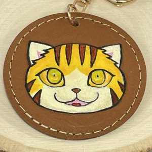 画像4: Nick9：本革の手描きアートキーホルダー　あきんこ　とら (4)