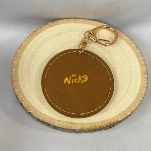 画像4: Nick9：本革の手描きアートキーホルダー　あきんこ　イエロー (4)