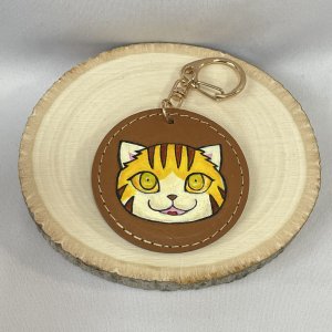 画像5: Nick9：本革の手描きアートキーホルダー　あきんこ　とら (5)