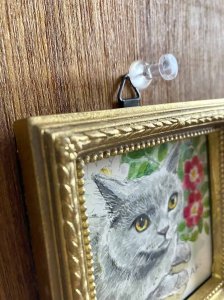 画像2: ドレミかんぱにー：水彩画・原画「ブリティッシュショートヘアと薔薇」（一部寄付） (2)