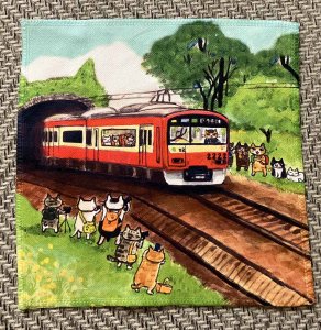 画像1: ドレミかんぱにー：スマホ＆メガネ拭き「猫球電車は２２２２系」（一部寄付） (1)