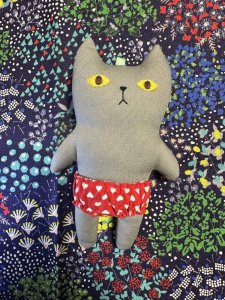 画像1: まめ屋：着せかえぱんつねこ　グレー (1)