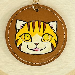 画像2: Nick9：本革の手描きアートキーホルダー　あきんこ　とら (2)