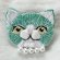 画像1: KARENTO.K.N：オシャレな猫ちゃん（グラデーショングリーン）　手刺繍ブローチ (1)