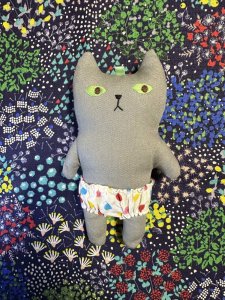 画像1: まめ屋：着せかえぱんつねこ　グレー (1)