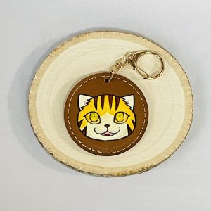 画像1: Nick9：本革の手描きアートキーホルダー　あきんこ　とら (1)