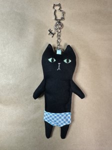 画像1: まめ屋：ぱんつねこリップケース　黒 (1)