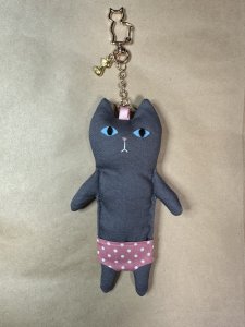 画像1: まめ屋：ぱんつねこリップケース　グレー (1)