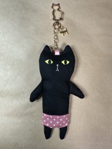 画像1: まめ屋：ぱんつねこリップケース　黒 (1)