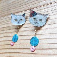 画像1: kikogurumi : たべこぼしポロリねこ【イヤリング】(手描き／エキゾ姉妹)