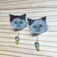 画像1: kikogurumi : たべこぼしポロリねこ【ピアス】(手描き／エキゾ兄弟)