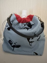 画像2: kiki：保冷きんちゃく袋(ねこフェイス水色)