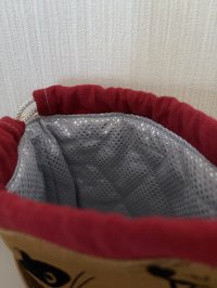 画像1: kiki：保冷きんちゃく袋(ねこフェイス茶色)