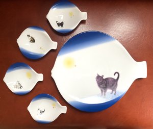 画像1: アート工房Renon：猫のお魚パーティーセット (1)