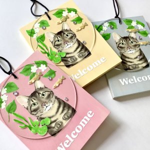 画像1: 9nyan：Welcome プレート ＊キジトラ＊ (1)